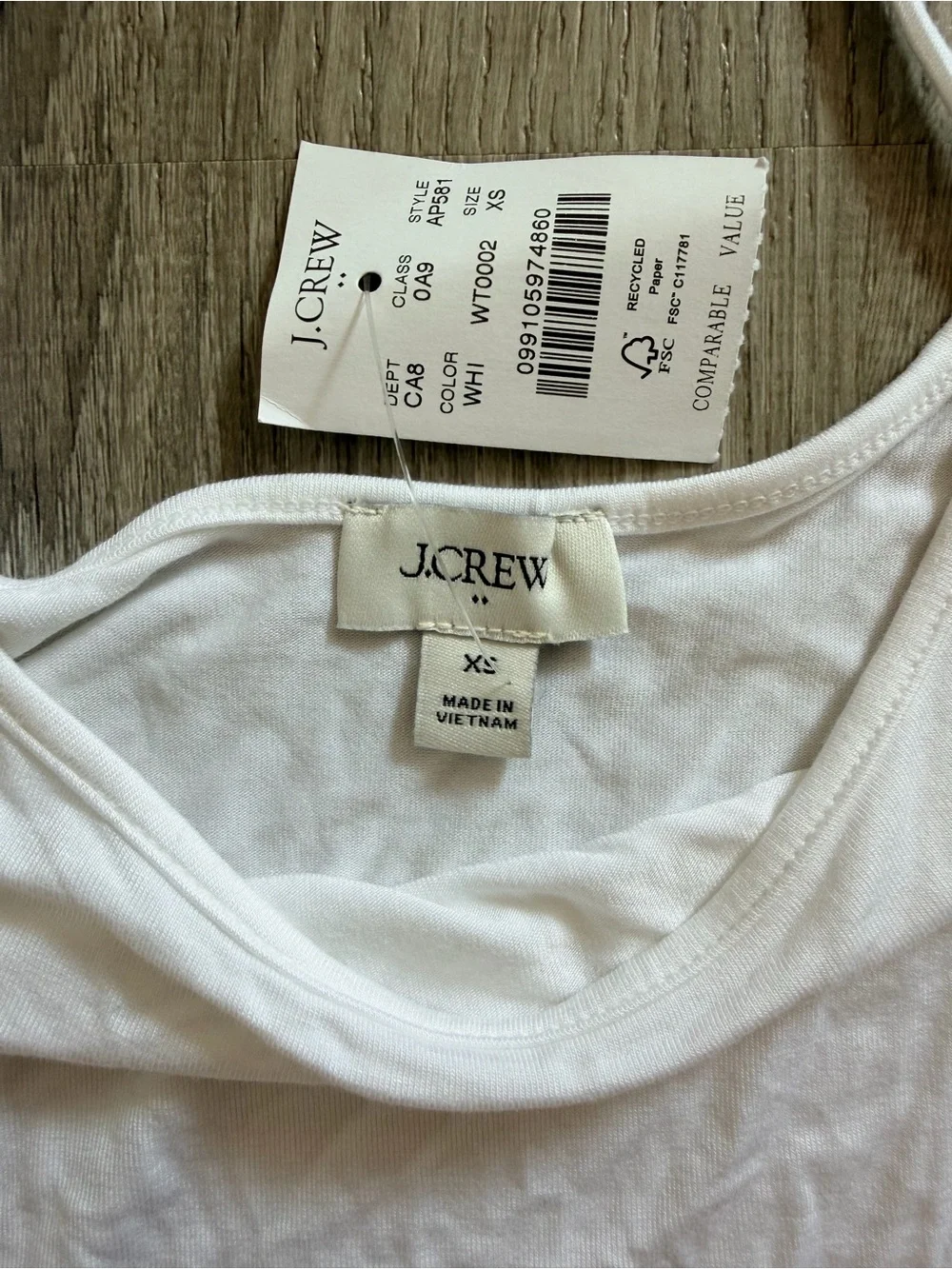 J. Crew White Stretch Cotton Camisole Tank Top